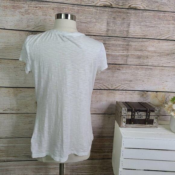 Banana Republic Milly Beaded Pink White Tee Size Medium - Picture 6 of 6